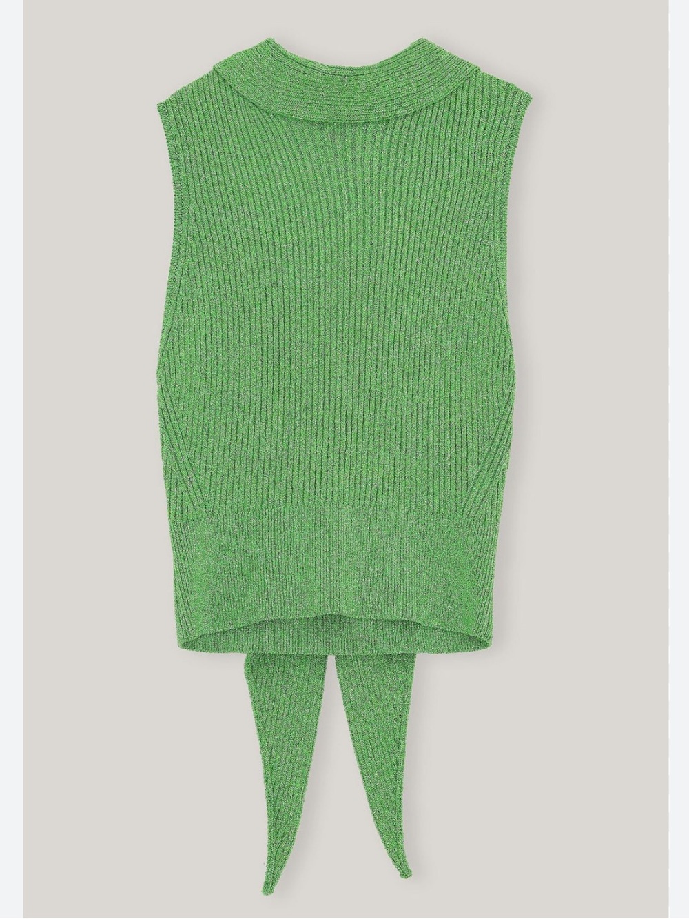 Ganni Grass Green Ribbed Knit Top
